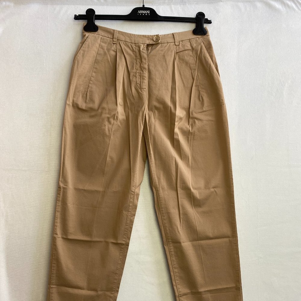 Armani Jeans Women's Khaki Mid Rise Tapered Casual Pants (Size S)